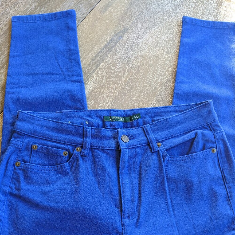 Lauren Ralph Lauren Premier Skinny Cropped Royal Blue Denim Jeans Size 10